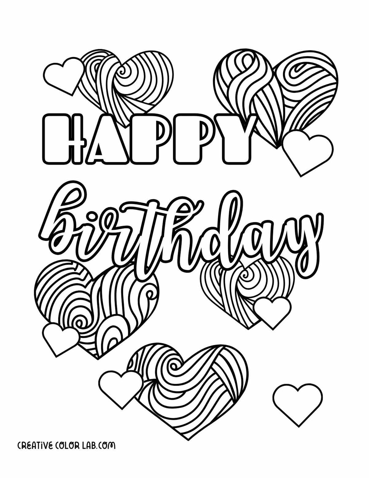 printable colorable birthday cards