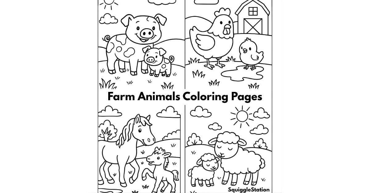 printable coloring pages farm animals