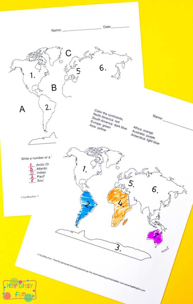 printable continent and ocean map