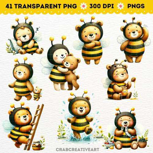 printable cute bee clipart