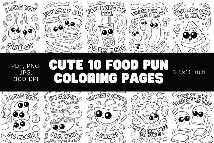 printable cute food coloring pages