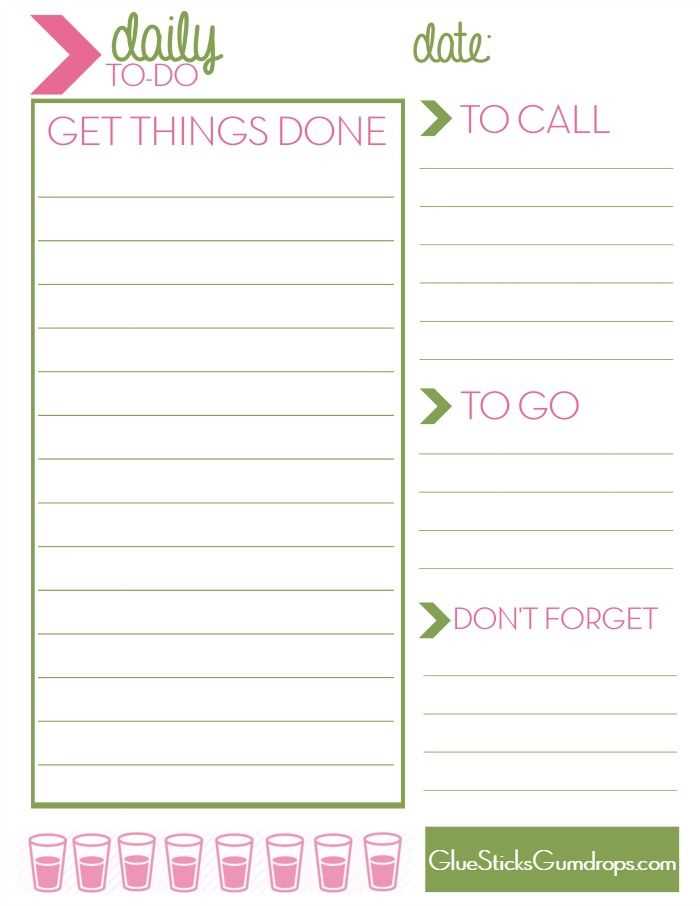 printable daily task list