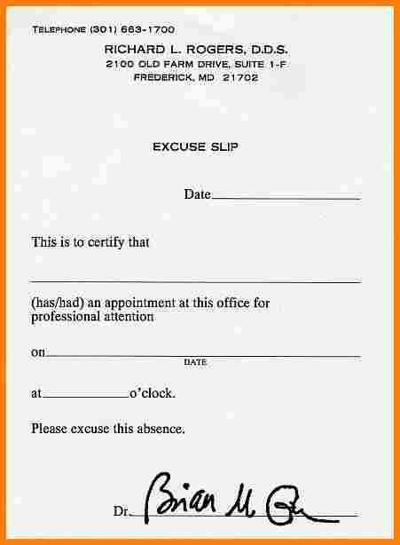 printable dentist note for work