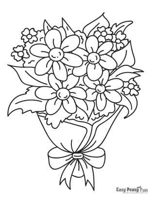 printable easy flower coloring pages
