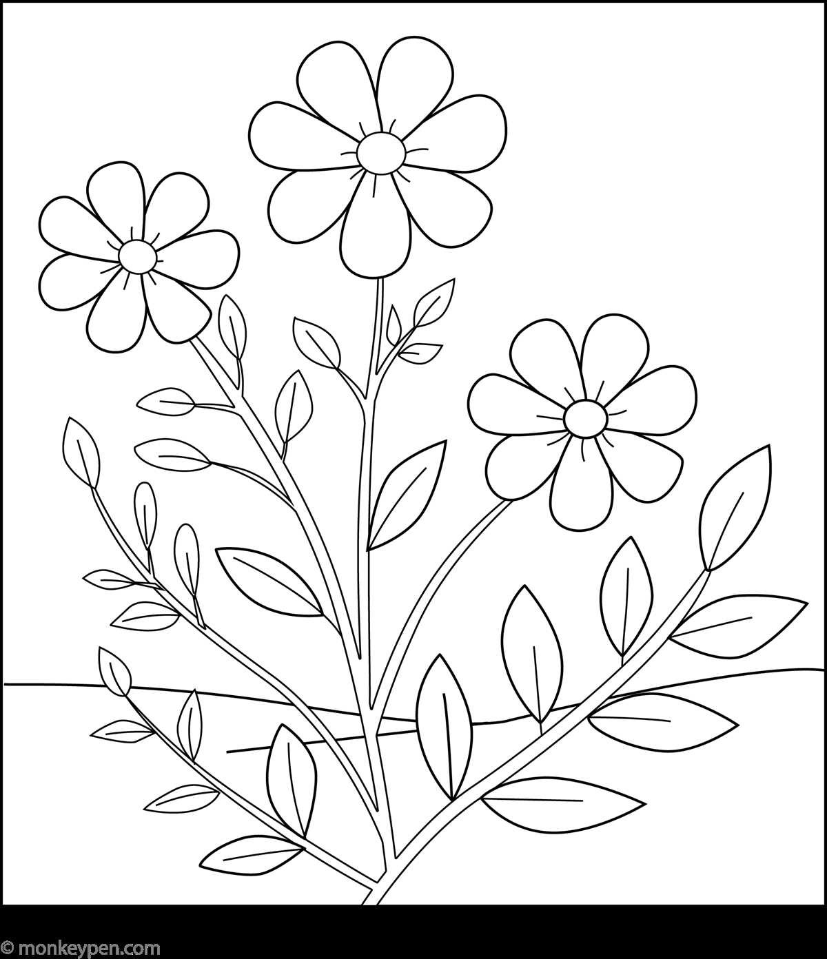 printable easy flower coloring pages