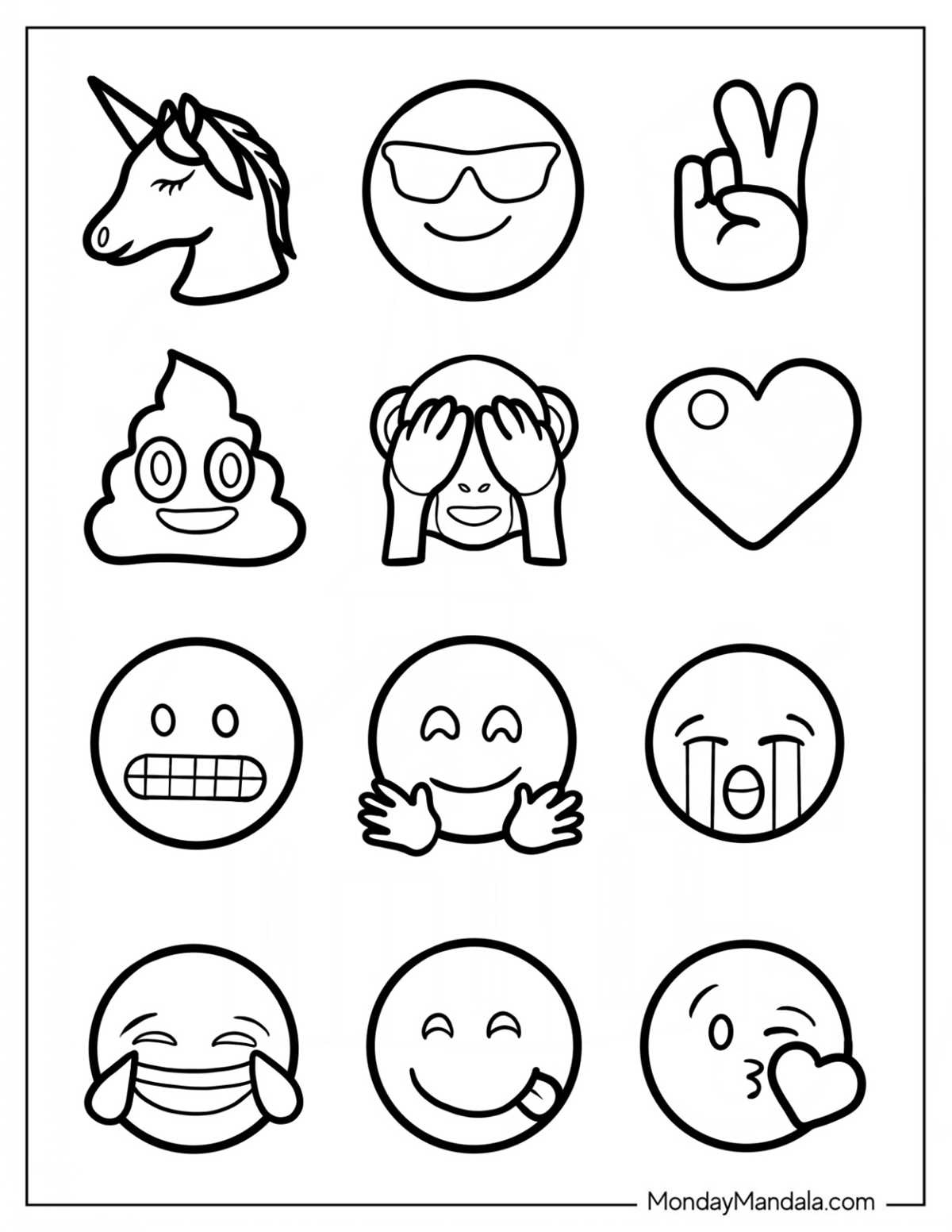 printable emoji coloring sheets