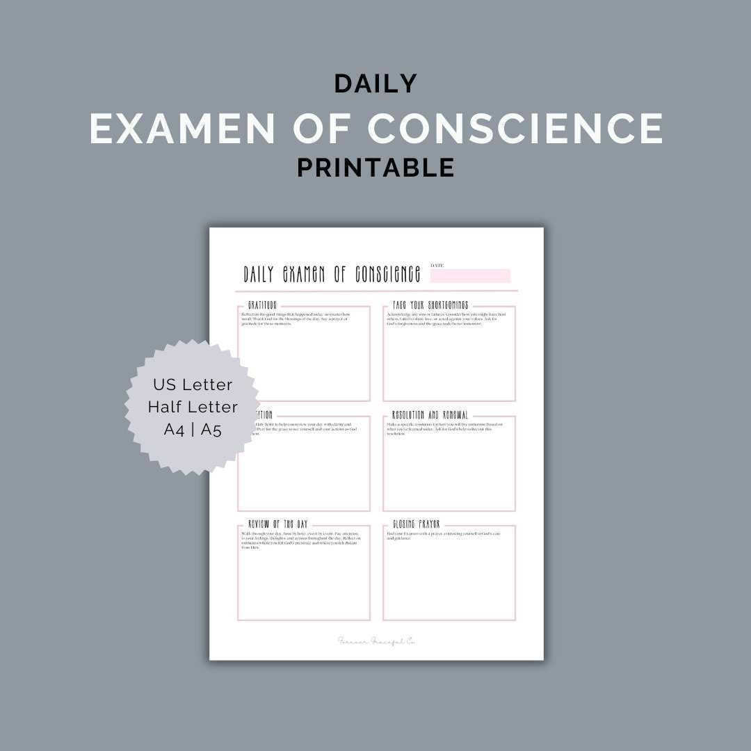 printable examination of conscience worksheet