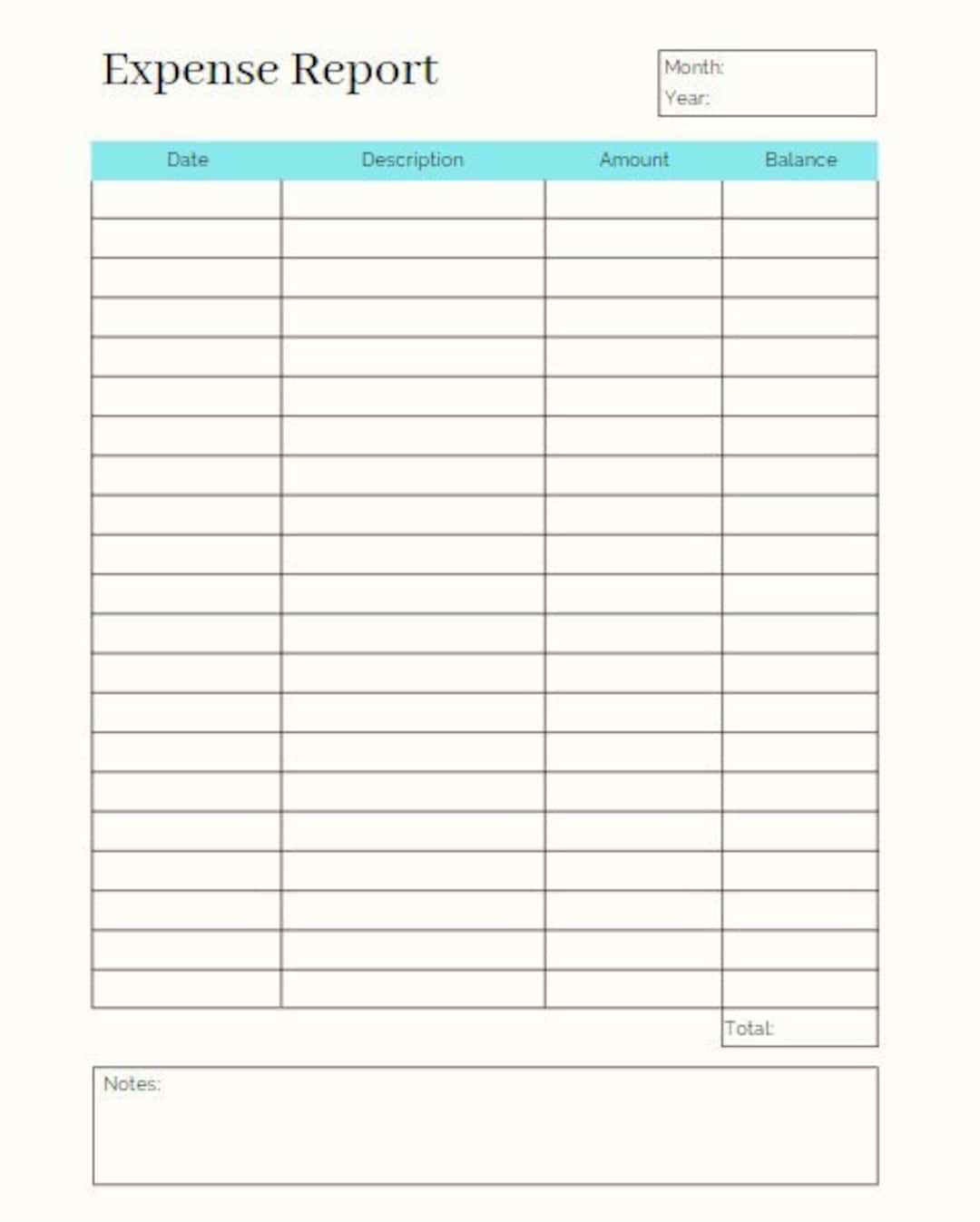 printable expense report template