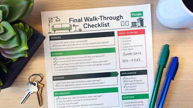 printable final walk through checklist