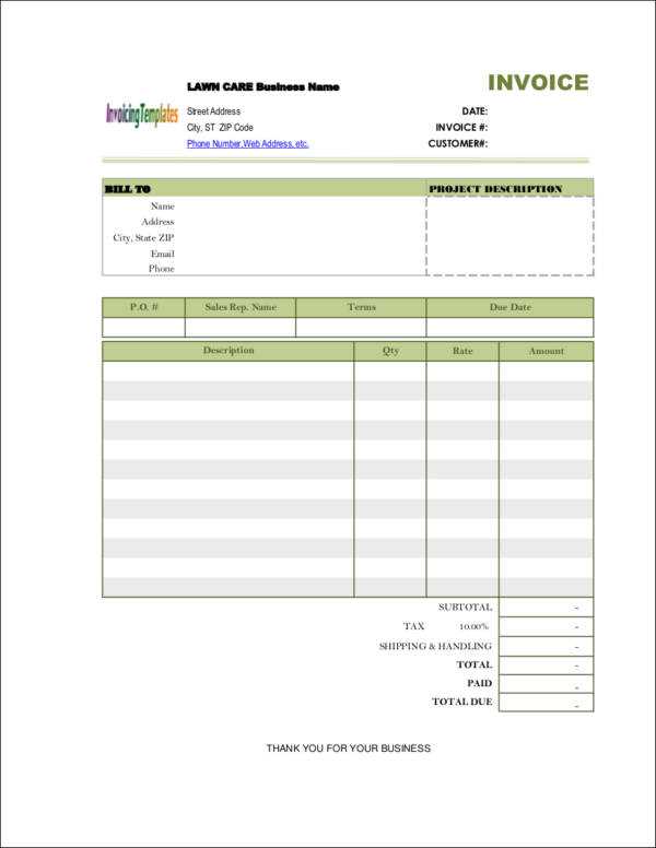 printable free lawn care templates