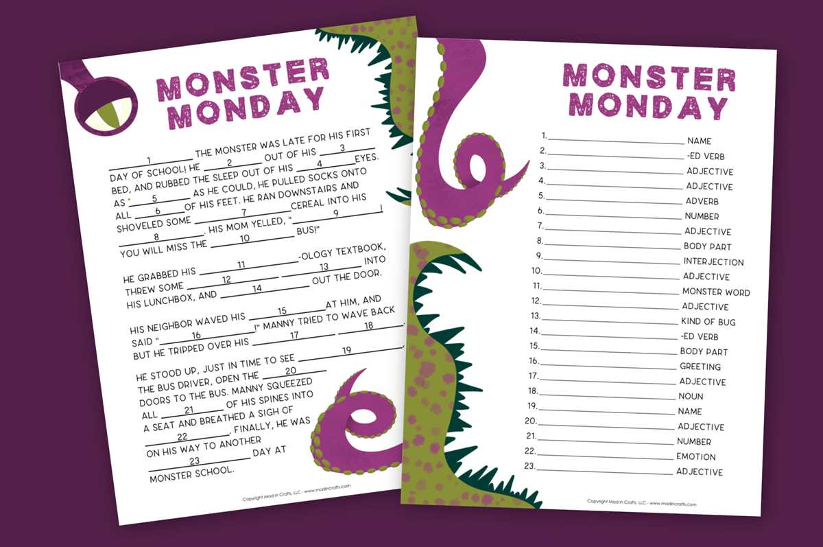 printable free mad libs
