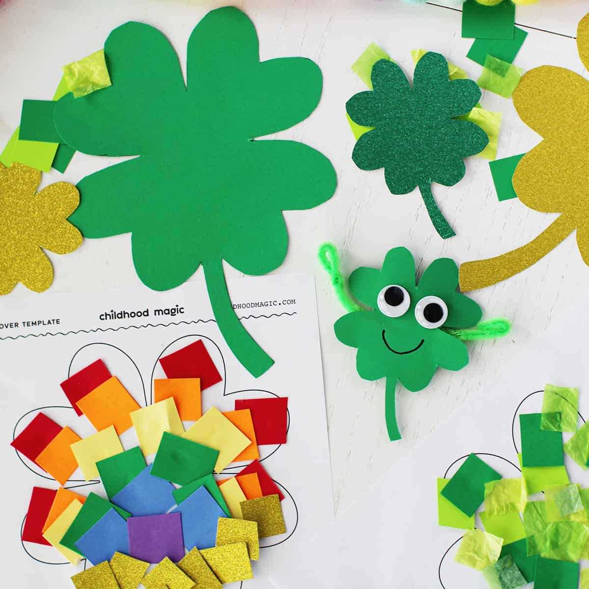 printable full page four leaf clover