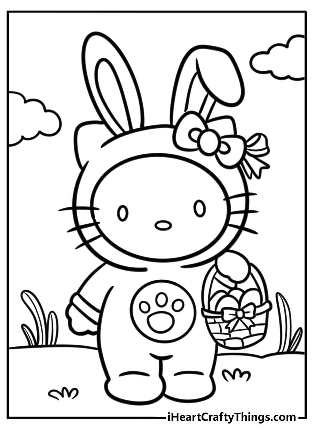 printable full size hello kitty coloring pages