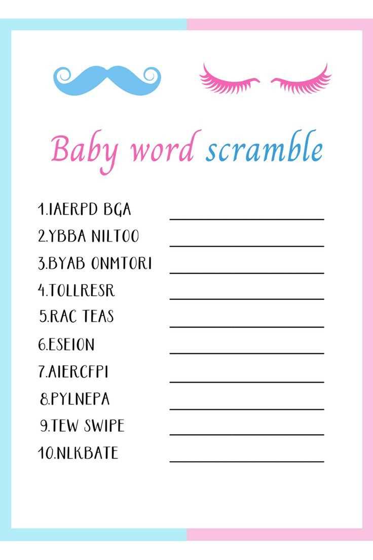 printable gender reveal games