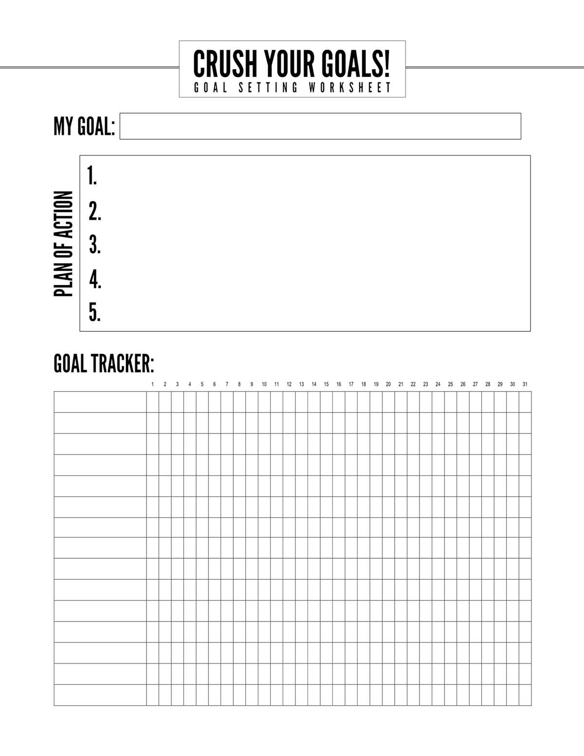 printable goal setting template