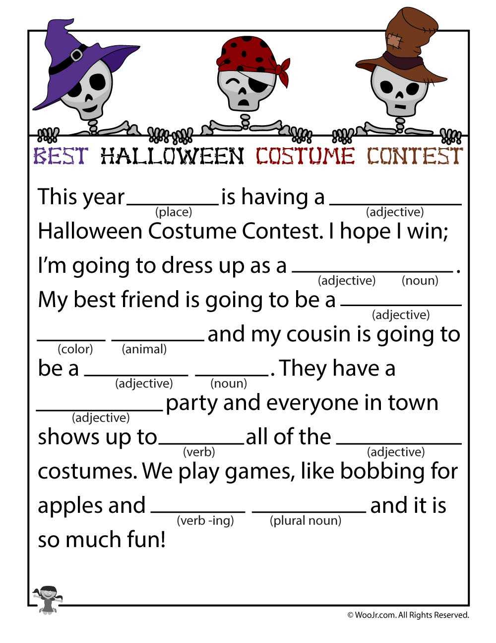 printable halloween mad libs