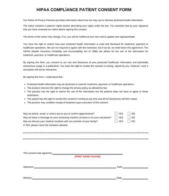 printable hipaa authorization form for family members