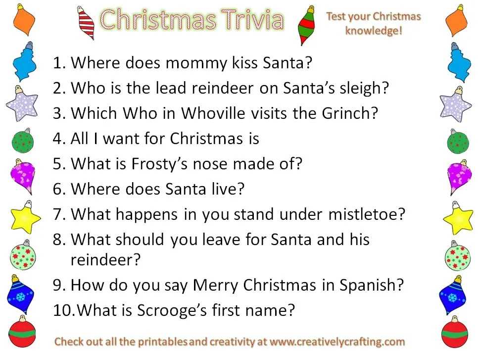 printable holiday trivia questions and answers