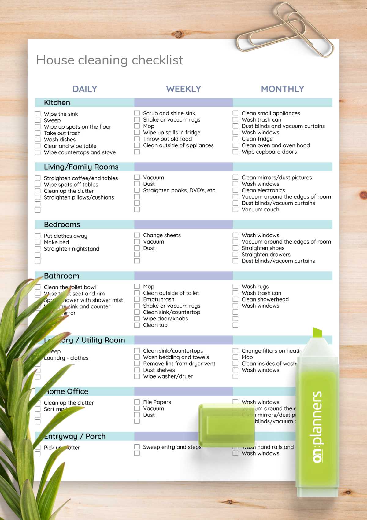 printable house cleaning list