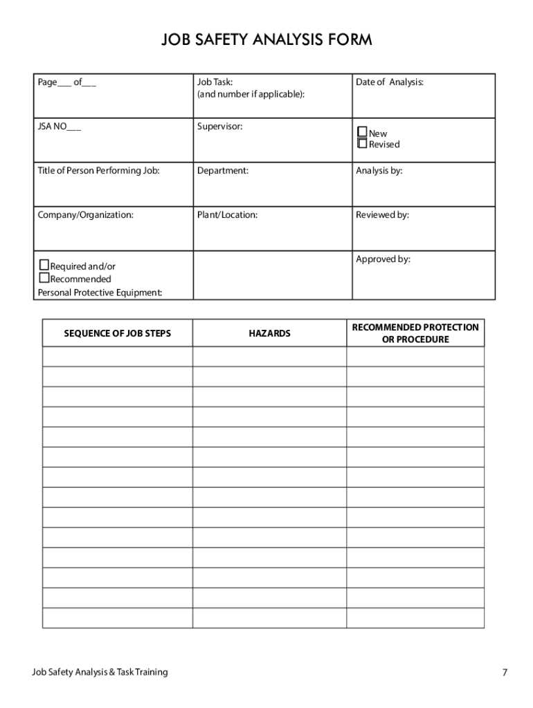 printable jsa template