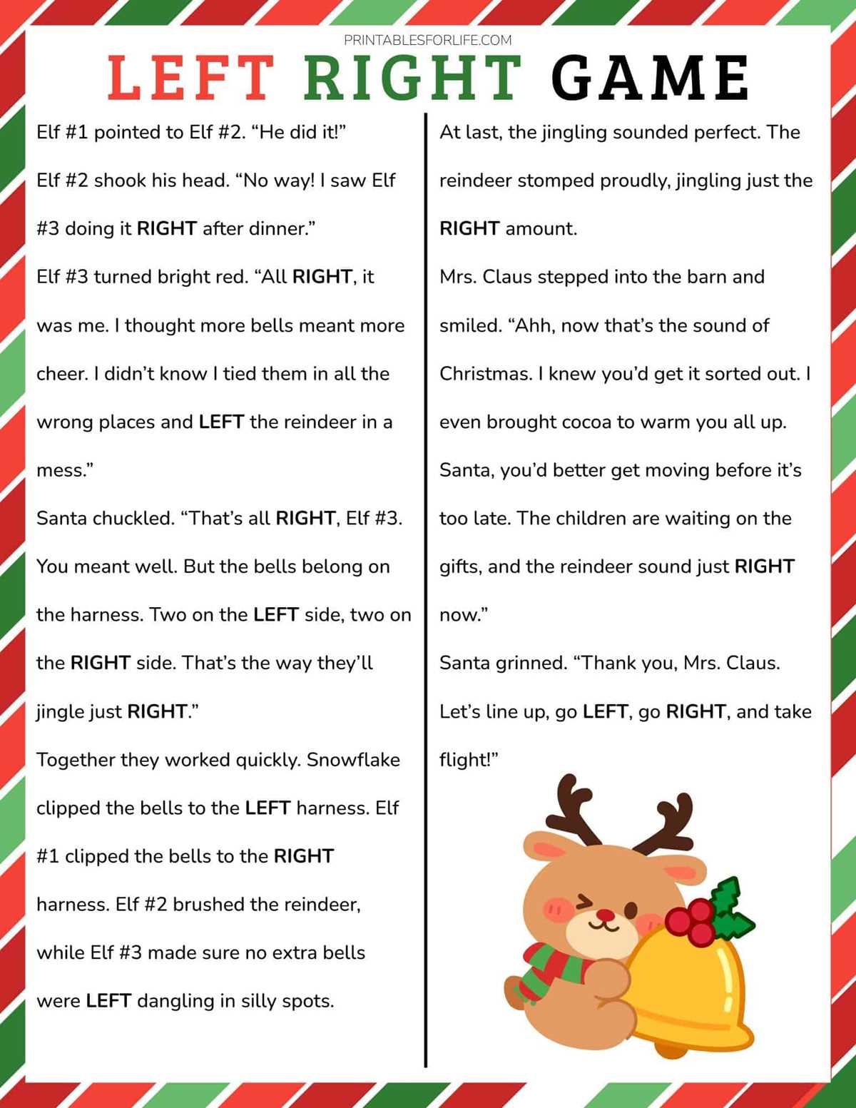 printable left right game