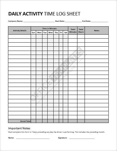 printable log sheet
