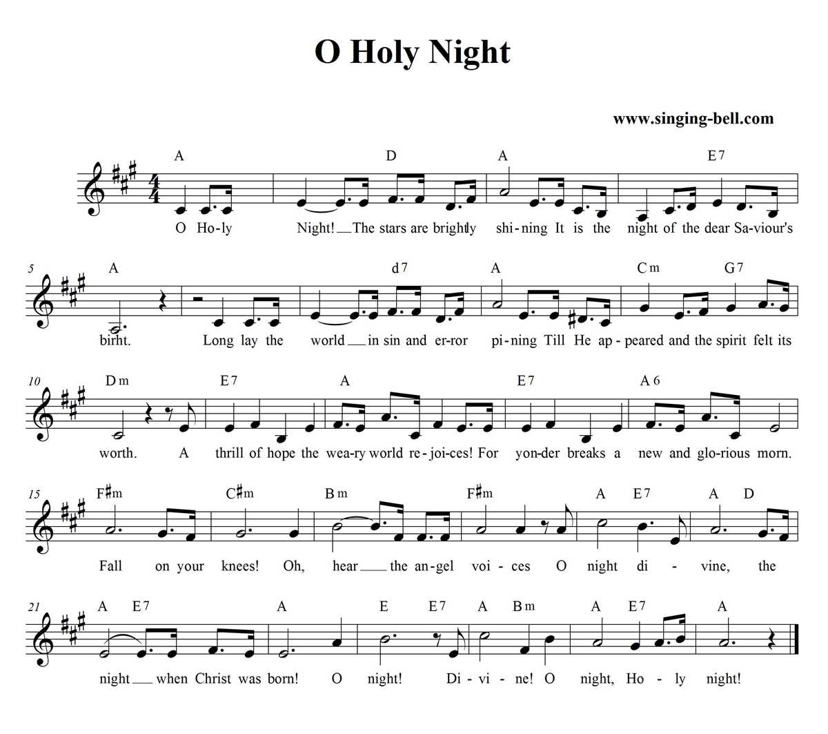 printable lyrics o holy night