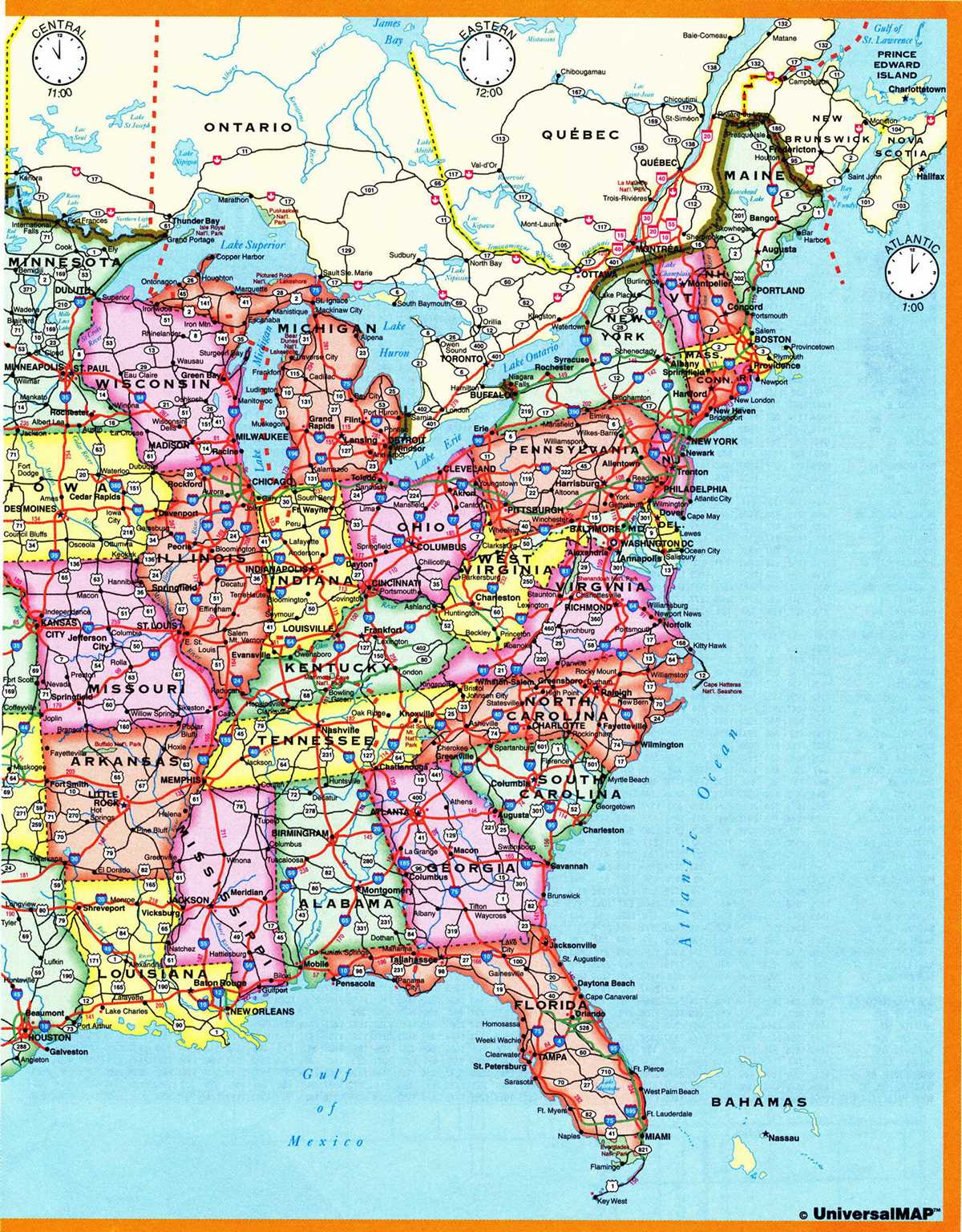 printable map of time zones usa
