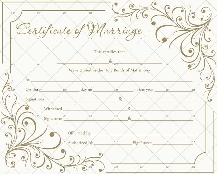 printable marriage certificate template