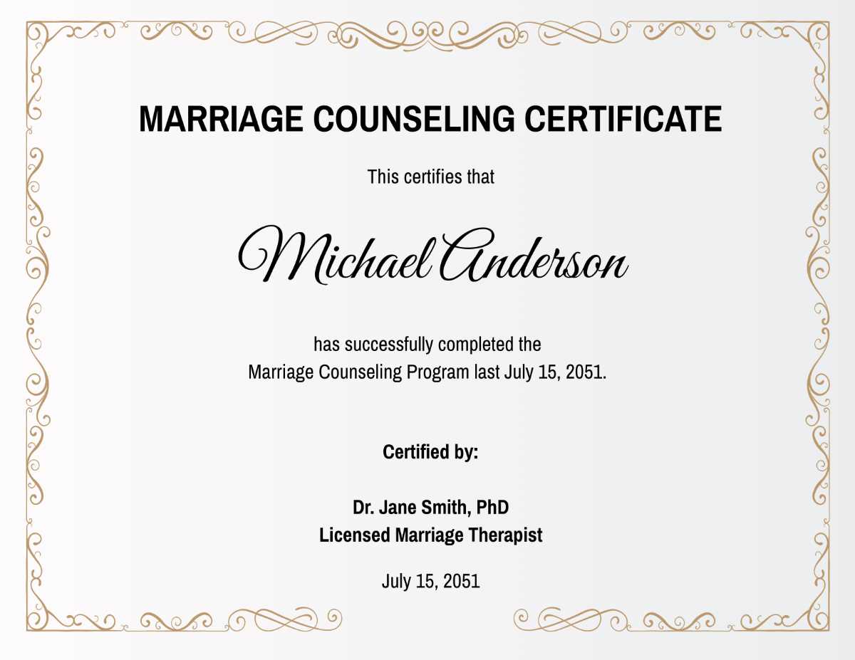 printable marriage certificate template
