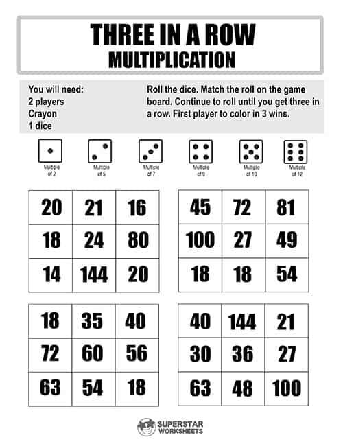 printable math games for 3rd graders