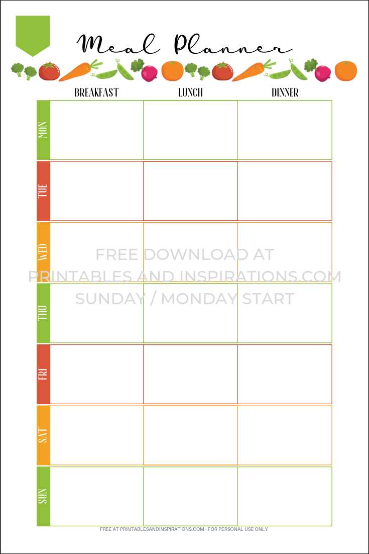 printable meal planner free