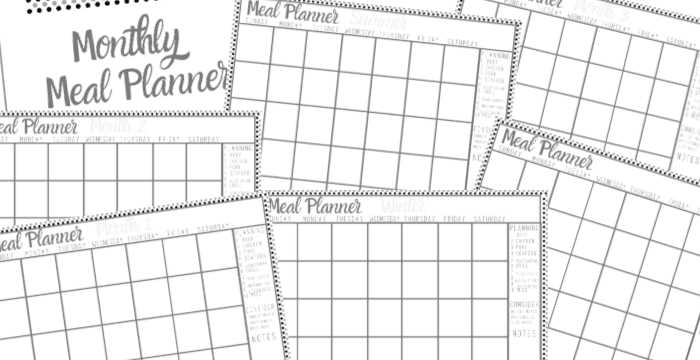 printable monthly menu planner
