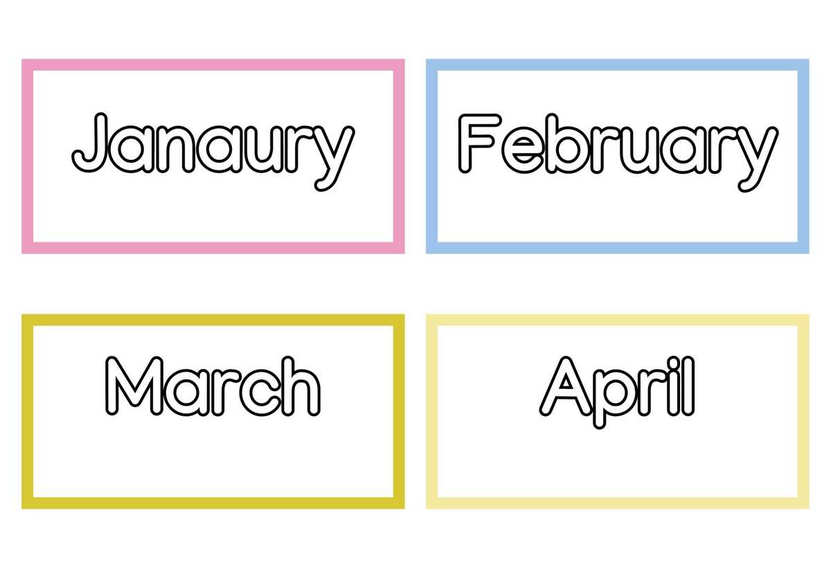printable months of the year
