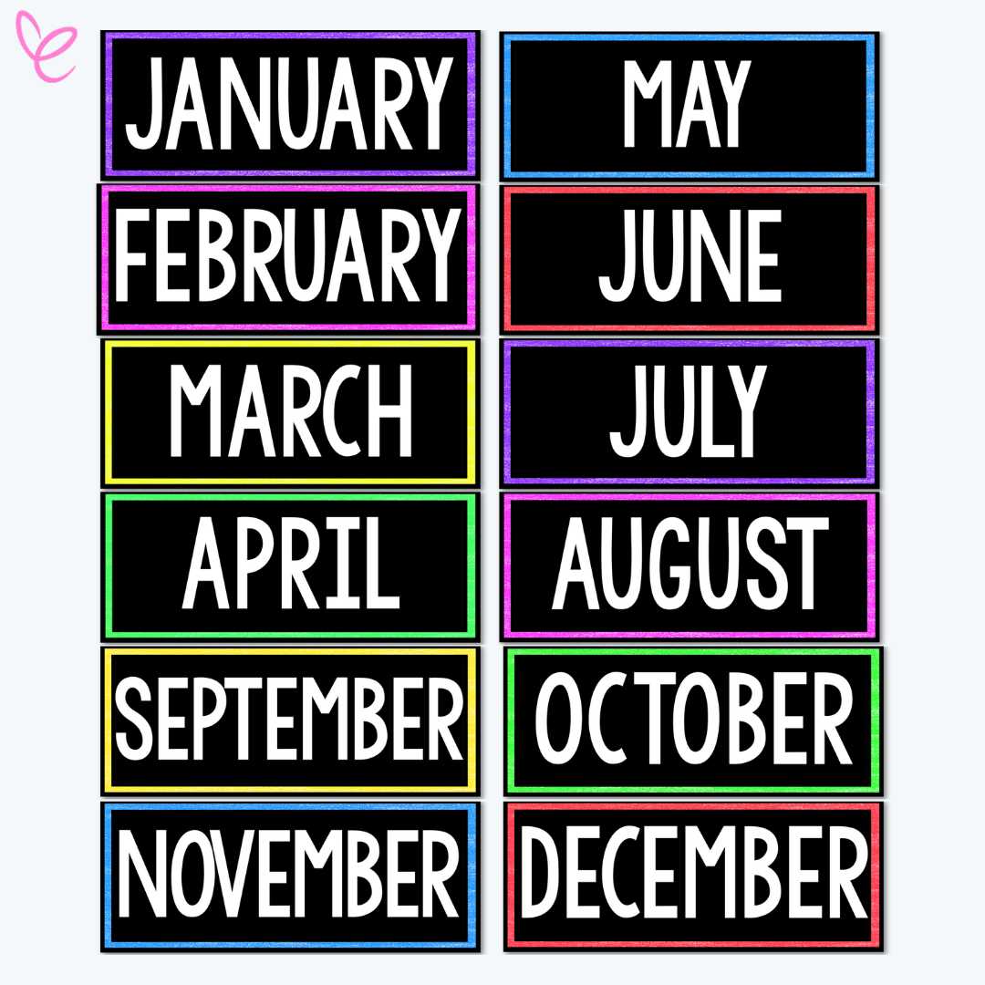 printable months of the year