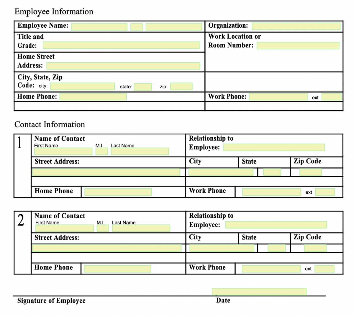 printable new hire forms