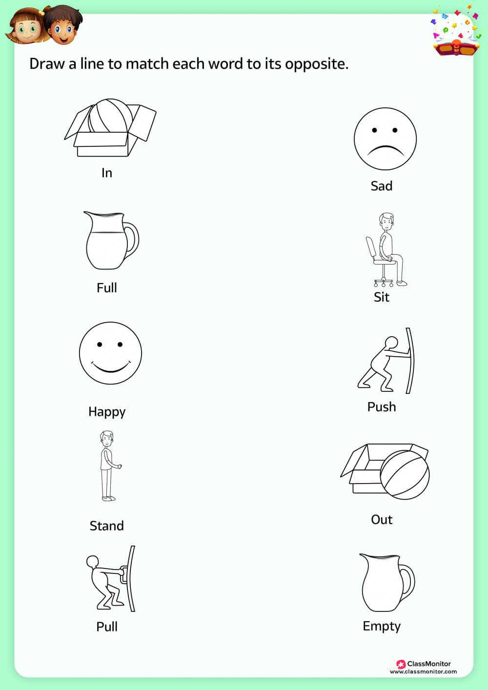 printable opposites worksheets for preschool