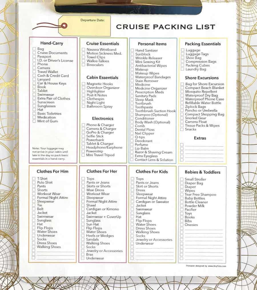 printable packing list for river cruise
