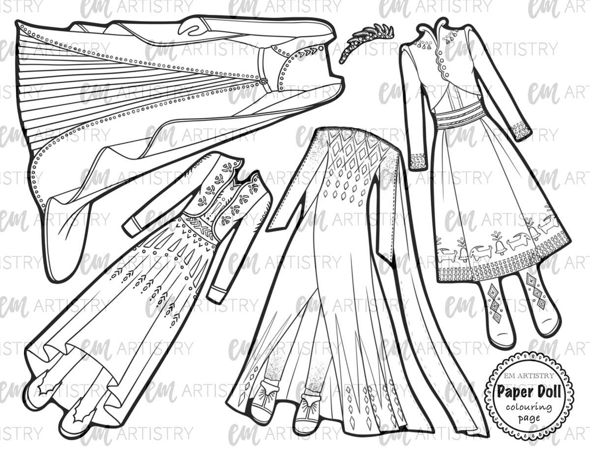 printable paper dress kit coloring elsa