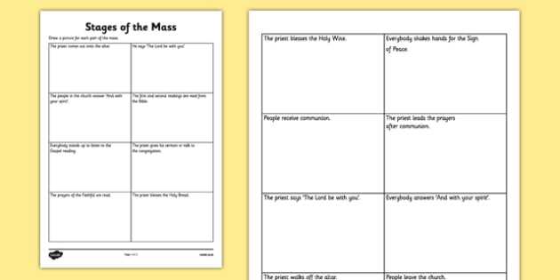 printable parts of the catholic mass worksheet