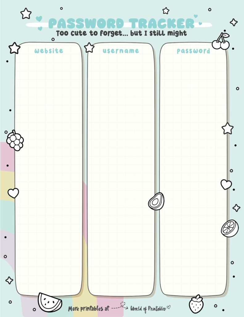 printable password log