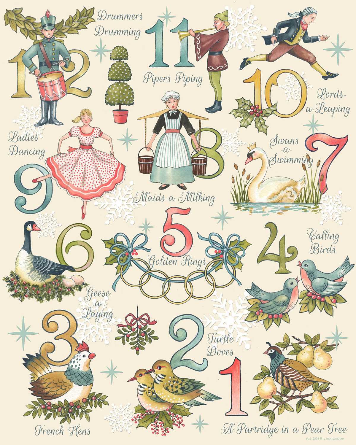 printable pictures of 12 days of christmas