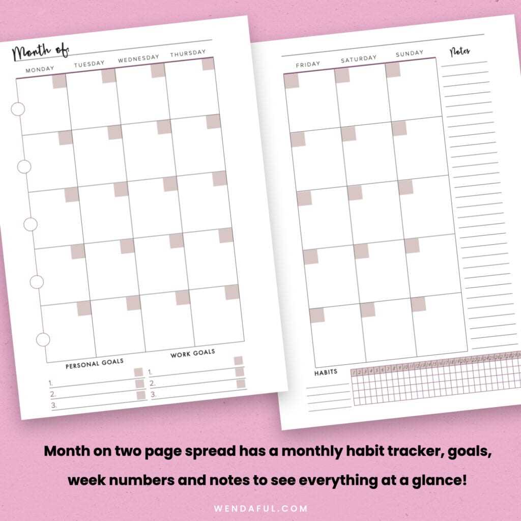 printable planner inserts