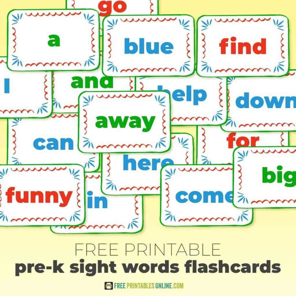printable pre k sight words