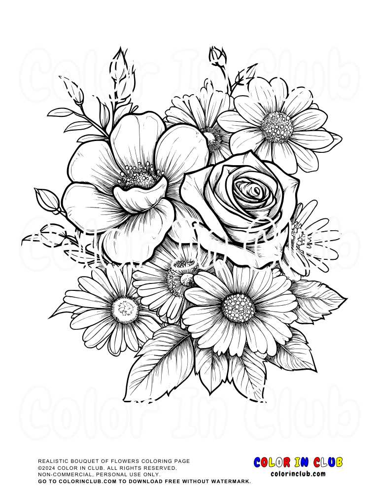 printable realistic flower coloring pages