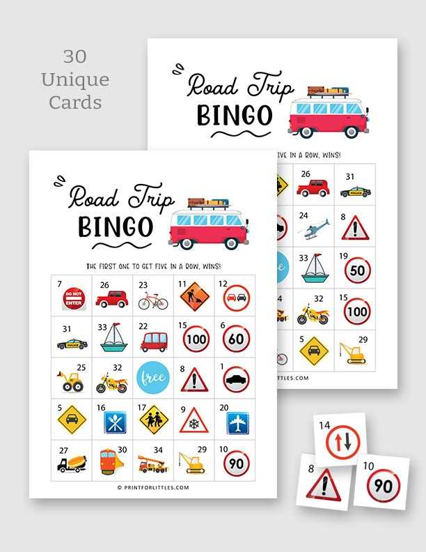 printable road trip bingo