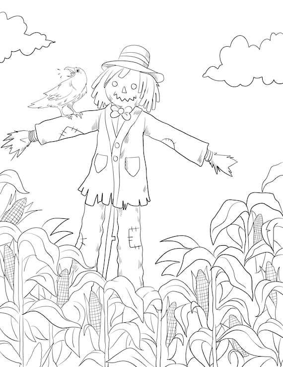 printable scarecrow coloring pages