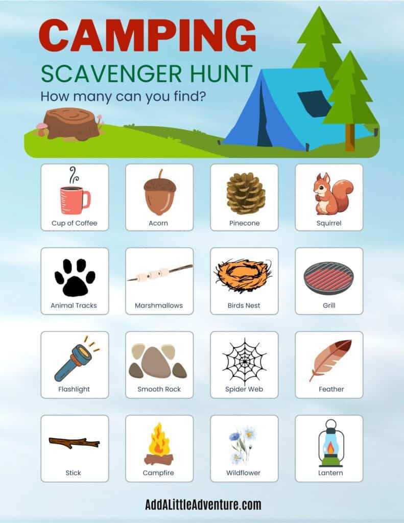 printable scavenger hunt camping