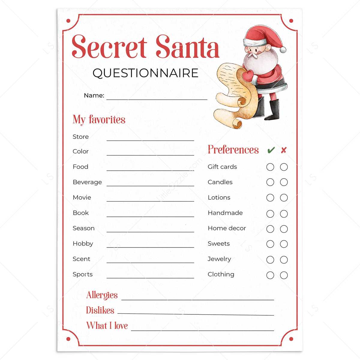 printable secret santa