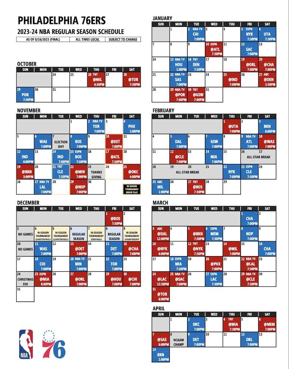 printable sixers schedule